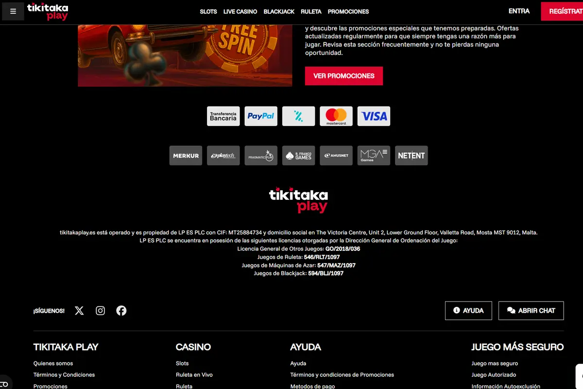 Tikitaka Play Spanien Lizenz DGOJ Screenshot Informationen